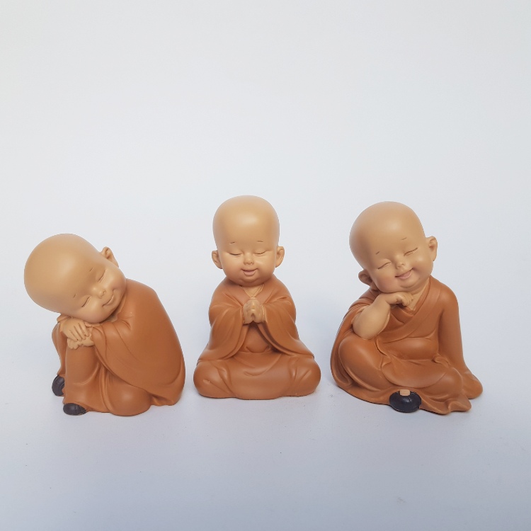 Bộ 3 tượng trang trí chú tiểu ngồi an lạc