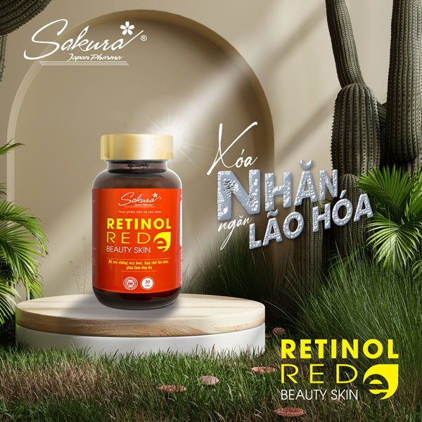 SAKURA RETINOL RED – Viên uống hỗ trợ chống oxy hoá, hạn chế lão hoá, giúp làm đẹp da.