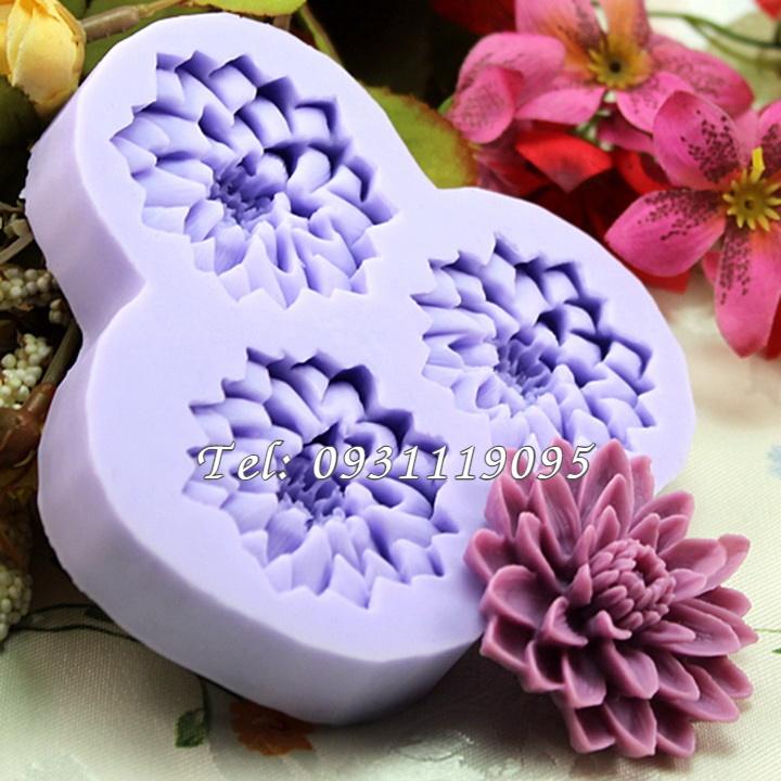 Khuôn silicon 3 hoa thược dược – Mã số 1710