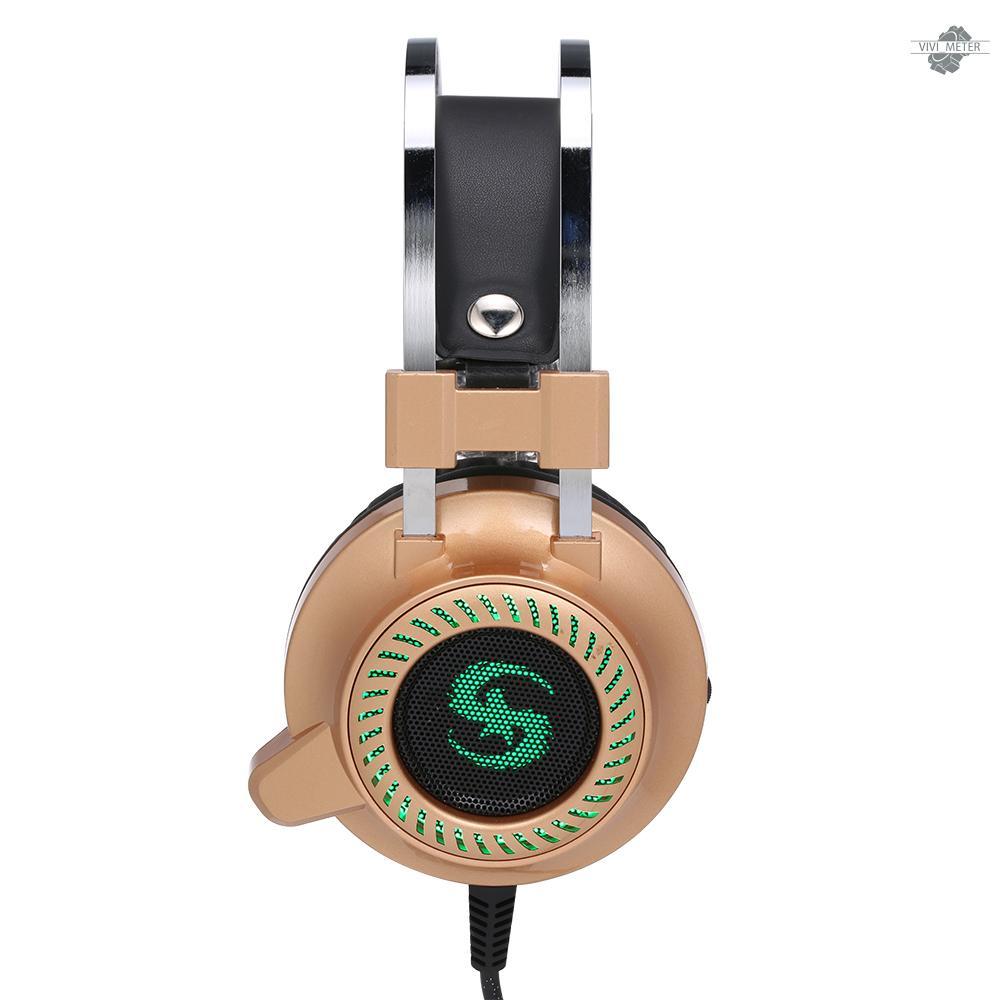 KUBITE T2 Gaming Headphones Stereo Bass Gaming Headset with Microphone LED Light 3.5mm Wired for Desktop Cpmputer