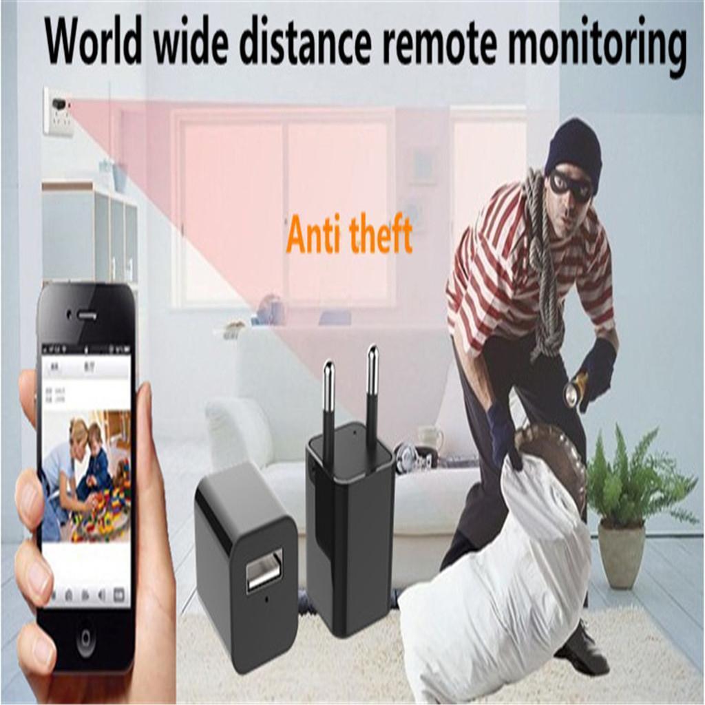 USB Adapter Wall Charger Mini WiFi Motion Detection 1080P HD Camera EU Plug