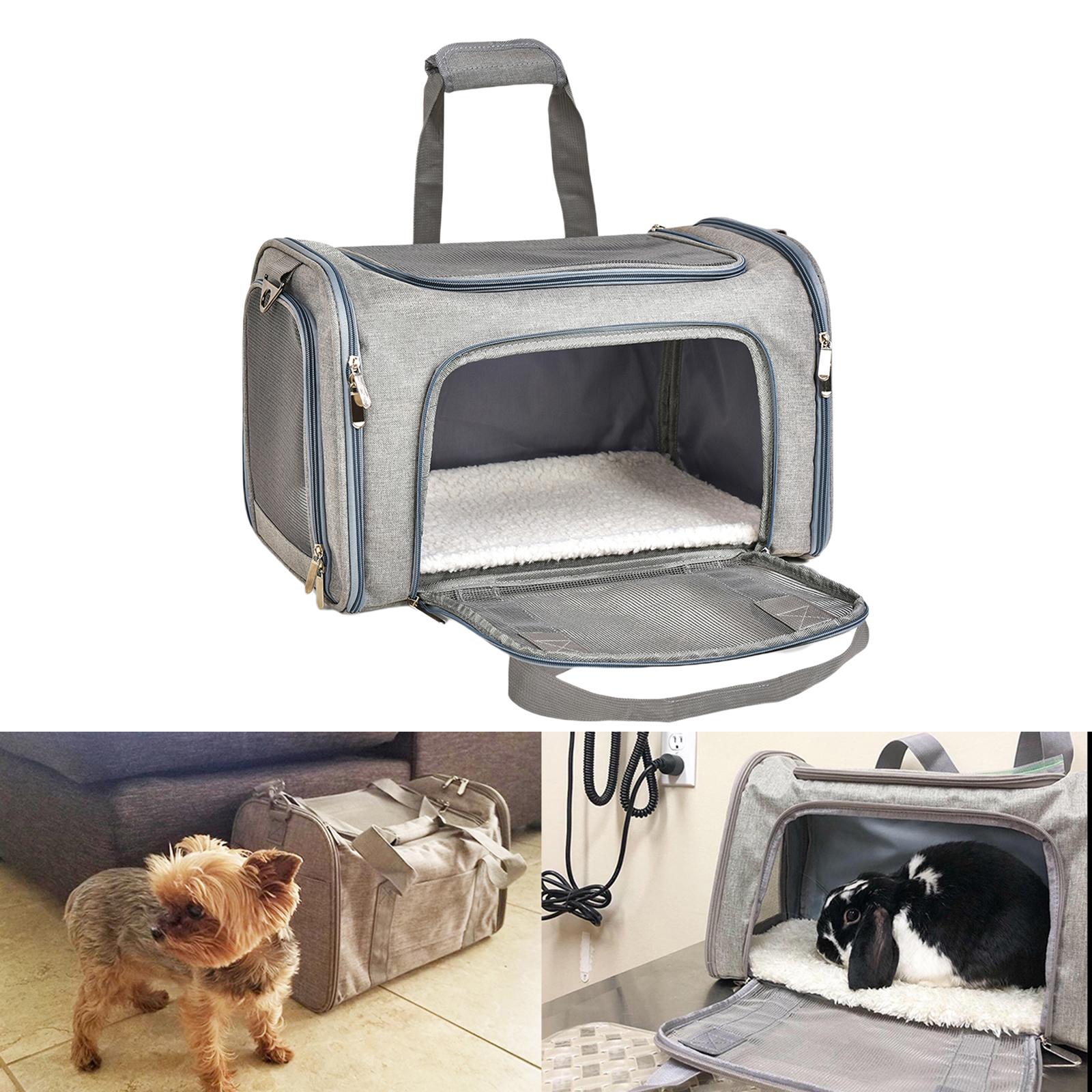 Soft PVC Pet Dog Carrier Backpack w/ Handles Pet Carrying Box Travel Bag w/ Washable Cozy Bed Folding for Puppy Cat Rabbit Escape Proof Breathable