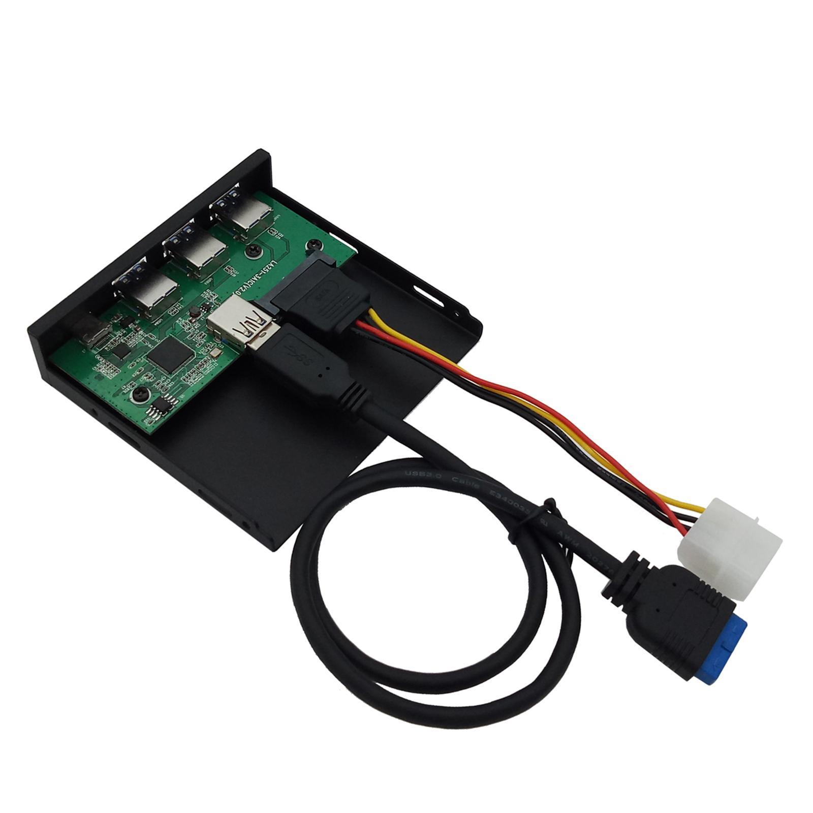 USB 3.0 3.5" 4-Port Interface Panel Hub Expansion Board Card 6Gbps