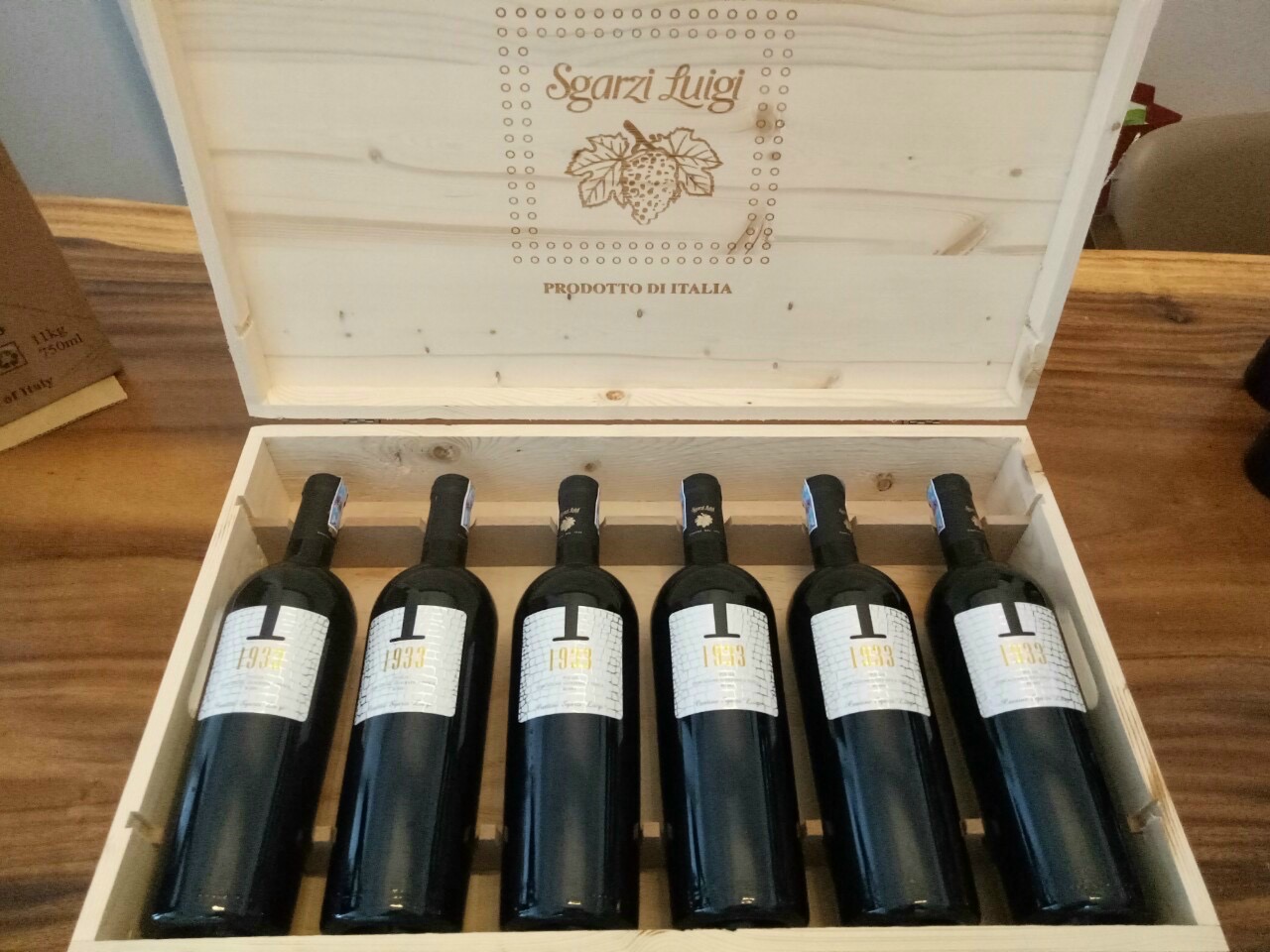 [Set quà tặng] Hộp gỗ 6 chai rượu vang Ý 1933 Rosso