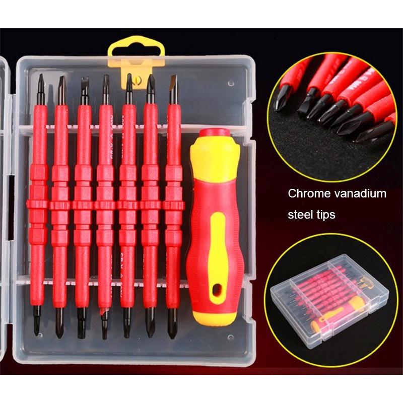 High Quality 8PCS VDE Electricians Screwdriver Set Tool Electrical Fully Insulated High Voltage Multi Screw Head Type