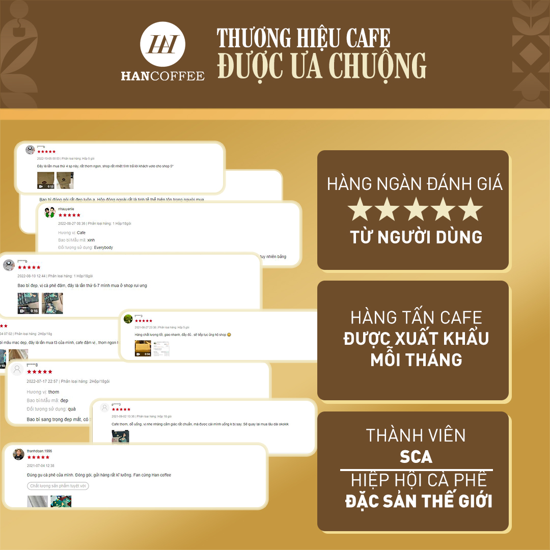 Cà Phê Original Arabica HANCOFFEE Pha Máy Espresso Cao Cấp Nổi Bật Vị Chua Thanh, Đắng Dịu, Ngọt Sâu HN100AH3