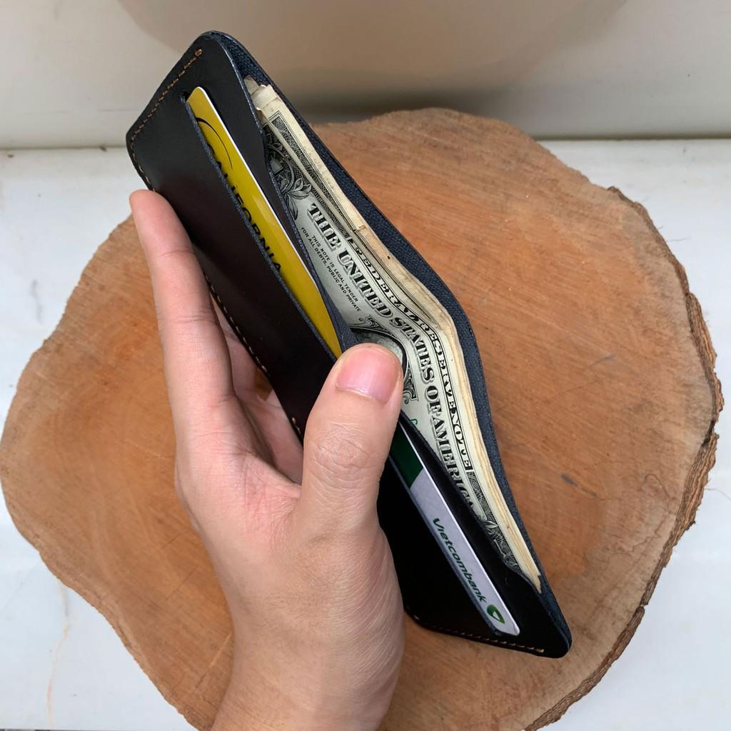 DTleather mang tới cho bạn mẫu ví nam mới - da bò nhuộm màu đen - thiết nhỏ mỏng không cộm khi mang theo DT039