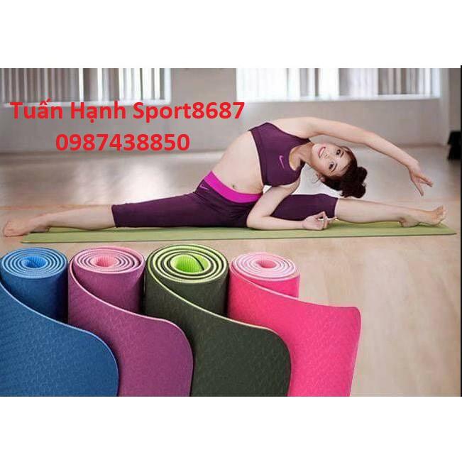 Thảm Tập YoGa -Thảm Tâp GYM 6mm Chống trượt tập thể dục tpe 2 lớp không mùi mẫu mới 2021