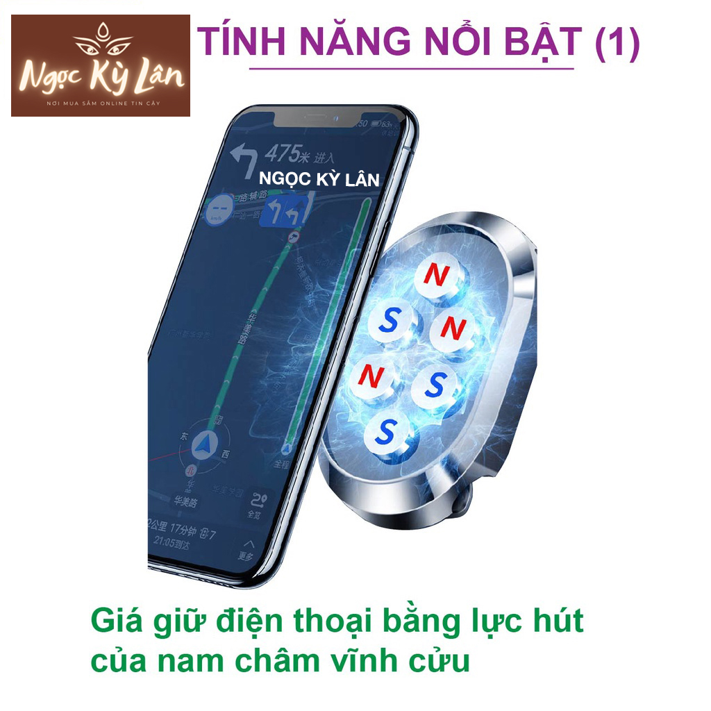 Giá đỡ điện thoại ô tô hít nam châm [Gấp gọn, tiện lợi}