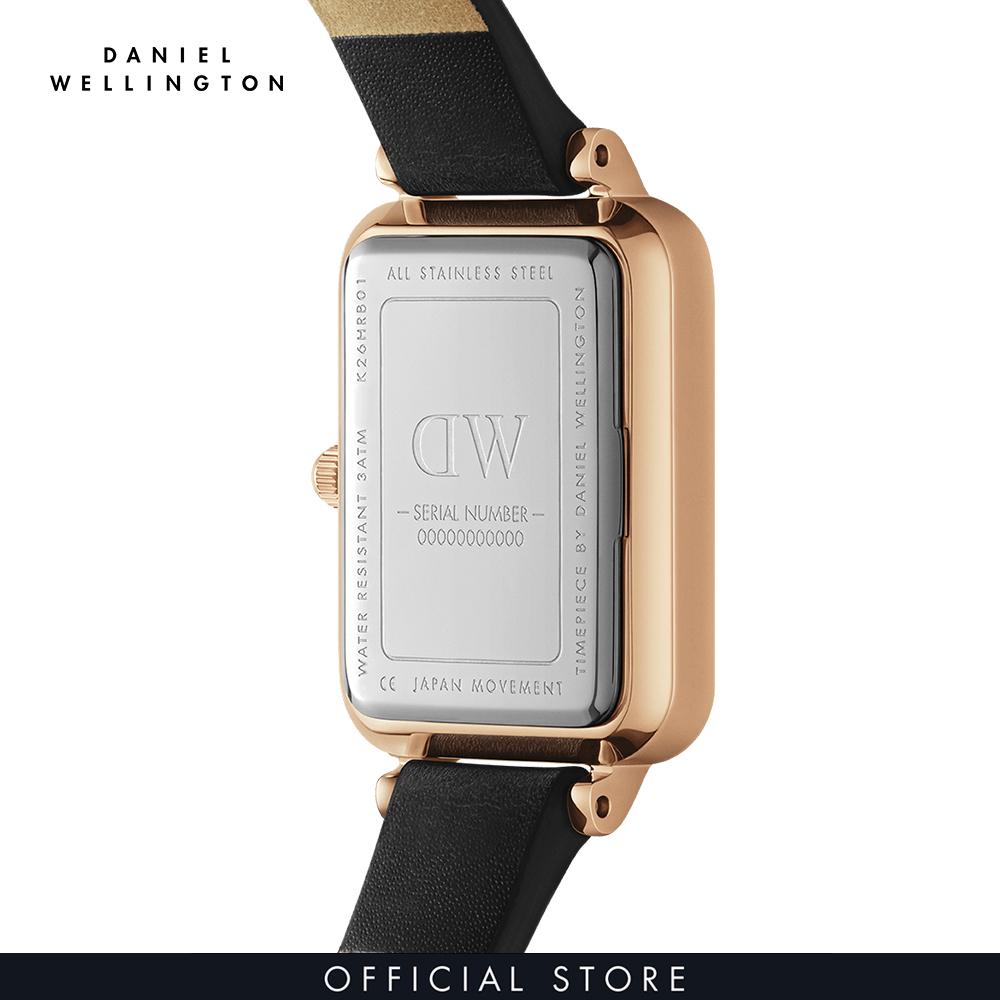 Đồng hồ Nữ Daniel Wellington dây Da - Quadro DW00100439 + Vòng tay Daniel Wellington Vàng hồng - Classic DW00400003