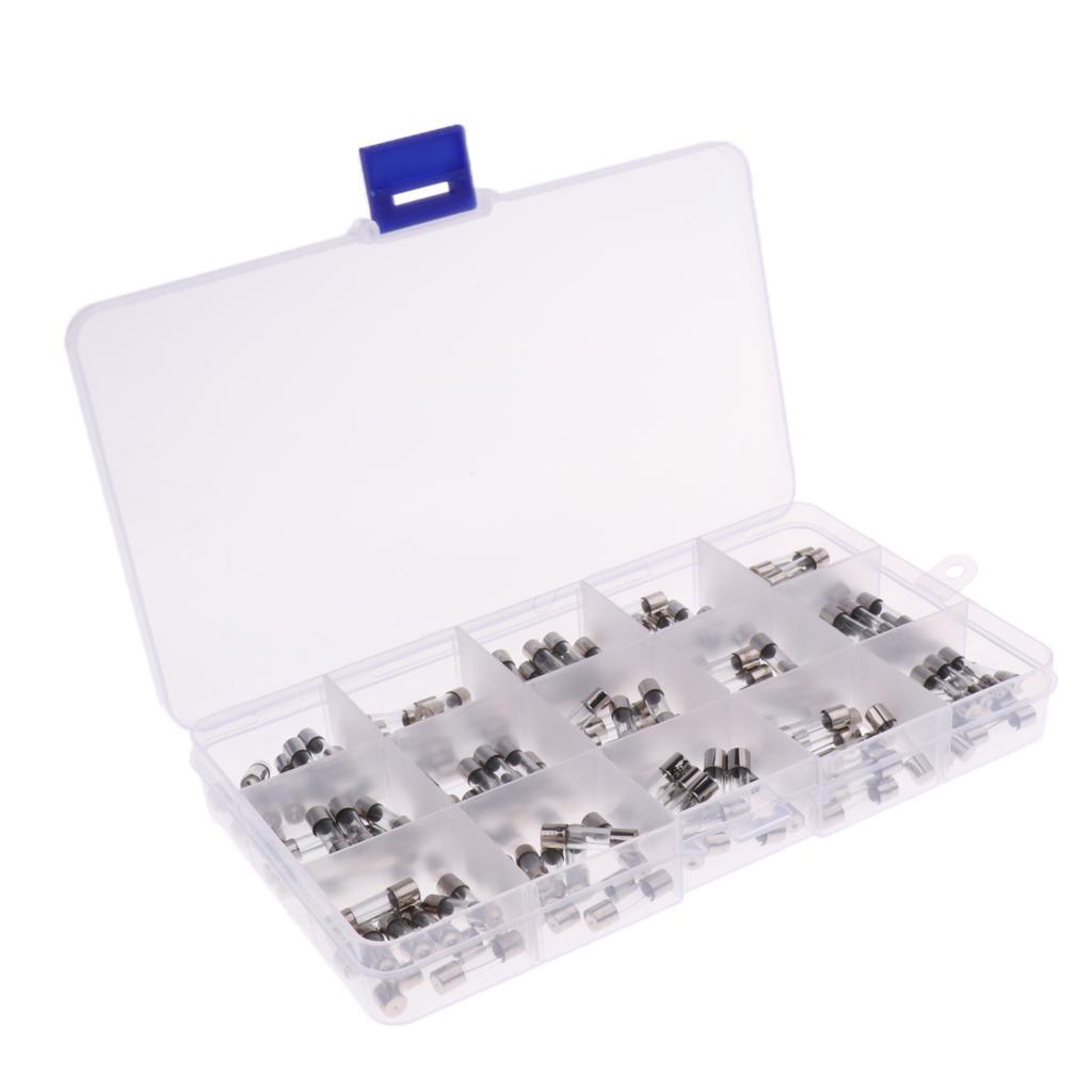 15*10 Pcs 5*20mm Quick Blow Glass Tube Fuse Assortment Kit Fast-blow