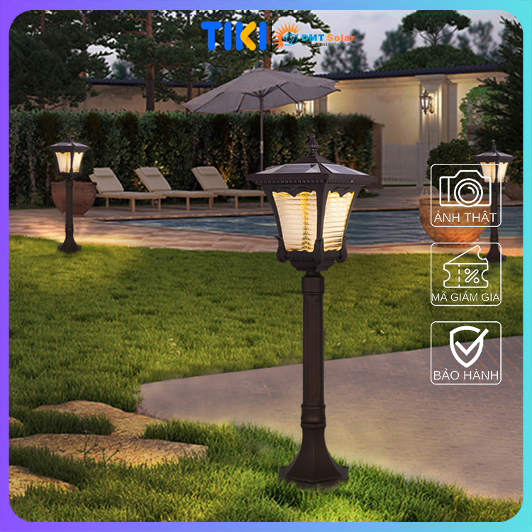 Đèn trụ sân vườn cổ điển năng lượng mặt trời TS21D cao 75cm [3 màu ánh sáng]
