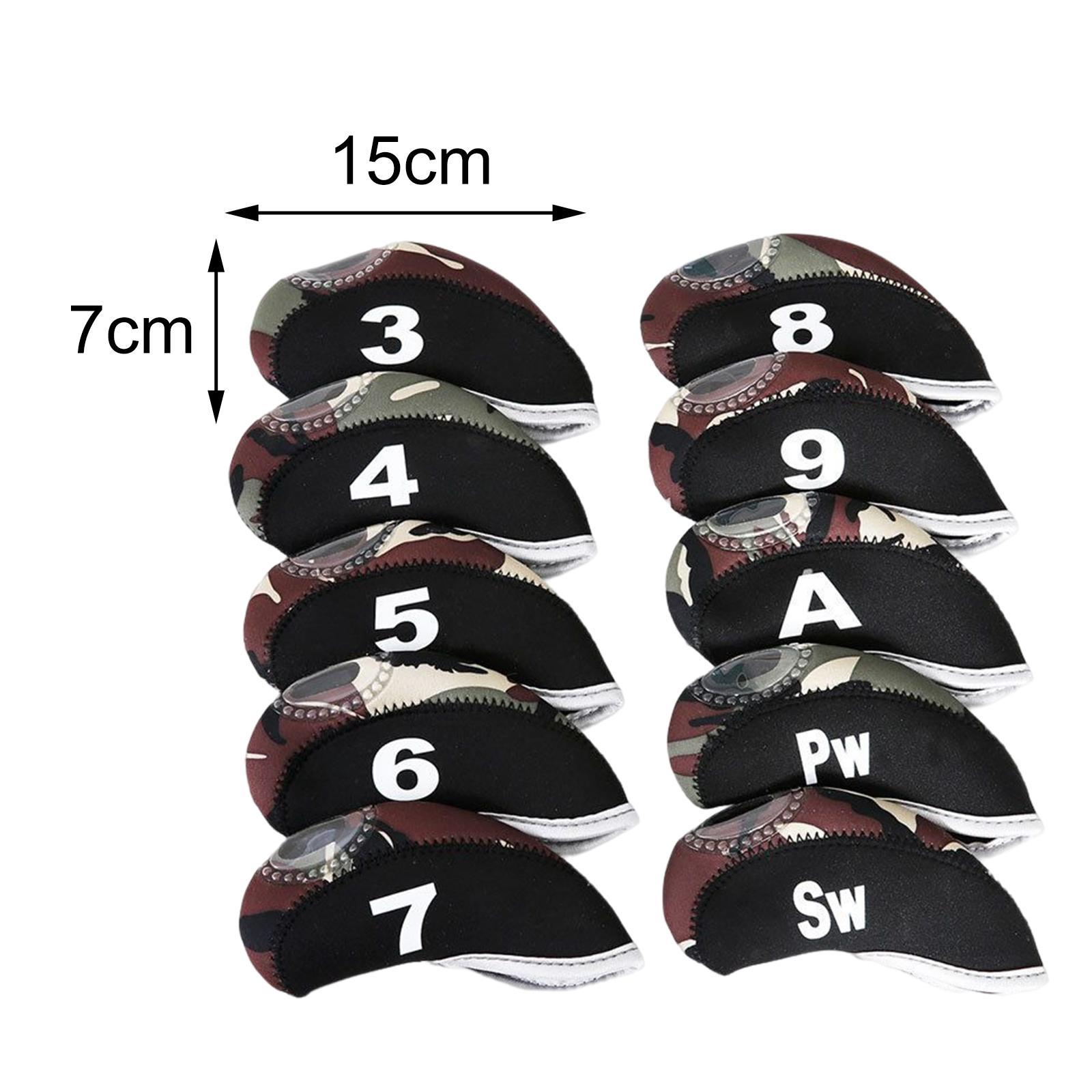 10Pcs Golf Iron Covers Set Golf Club Head Cover Fit Most Irons 3,4,5,6,7,8,9,A,P,S with Number