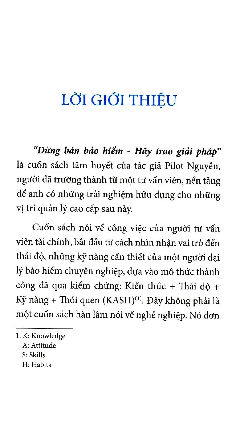 Đừng Bán Bảo Hiểm Hãy Trao Giải Pháp - Sách Gối Đầu Dành Cho Tư Vấn Bảo Hiểm Nhân Thọ (Tái Bản 2020)