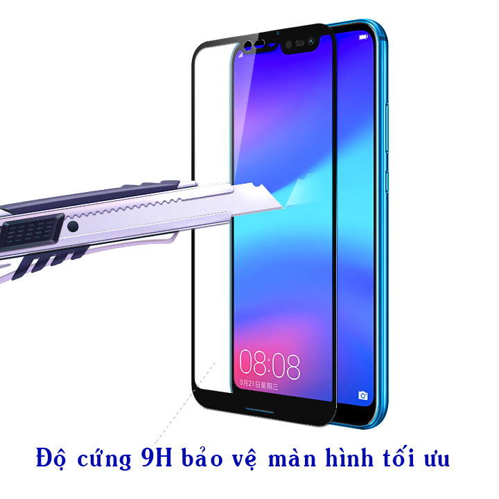 Kính Cường Lực Cho Huawei Nova 3e - Full Màn Hình - Màu Đen - Hàng Chính Hãng