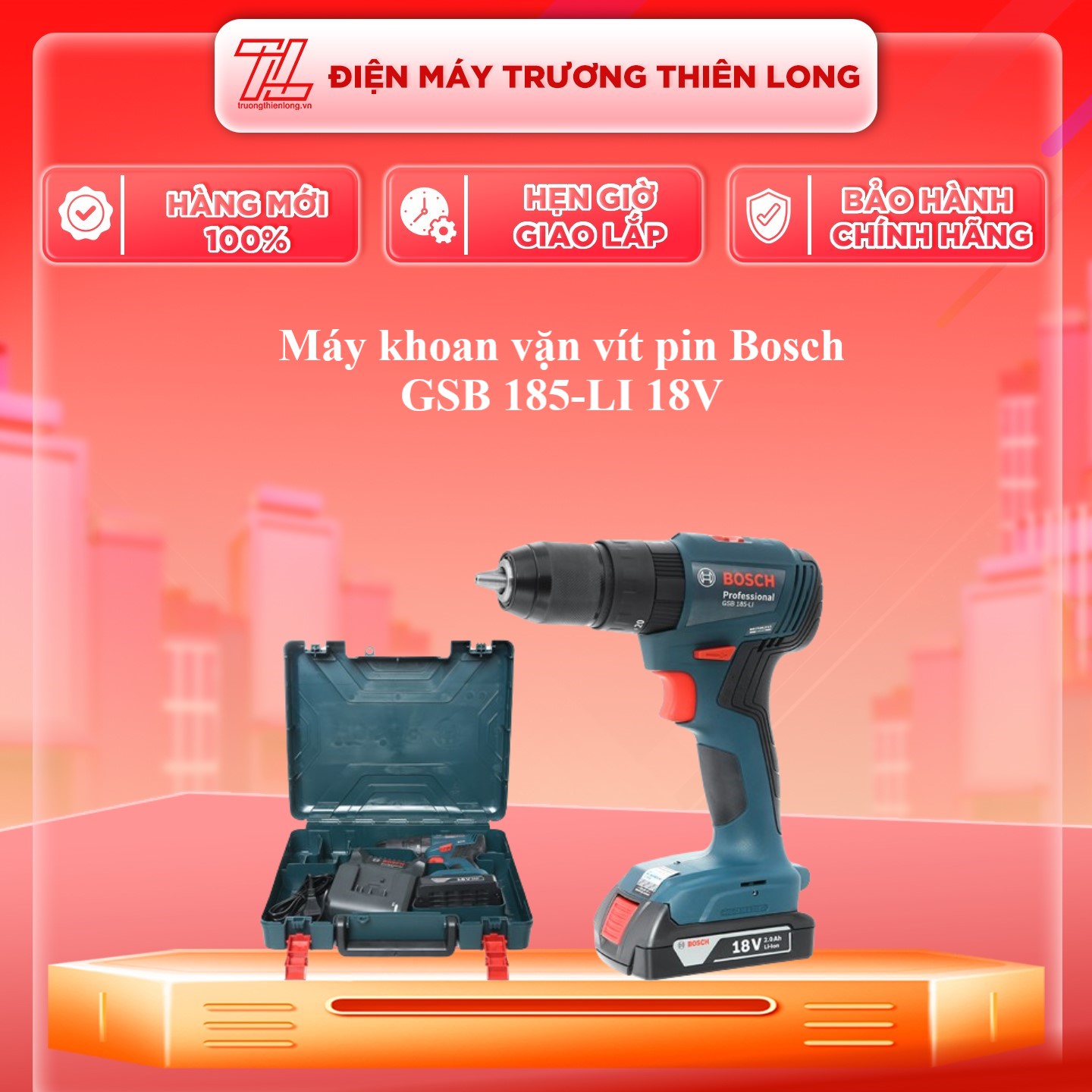 Máy khoan động lực dùng pin Bosch GSB 185-LI và Phụ kiện