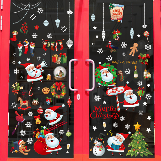 Decal trang trí Noel hít tĩnh điện - Những Ông già Noel vui nhộn