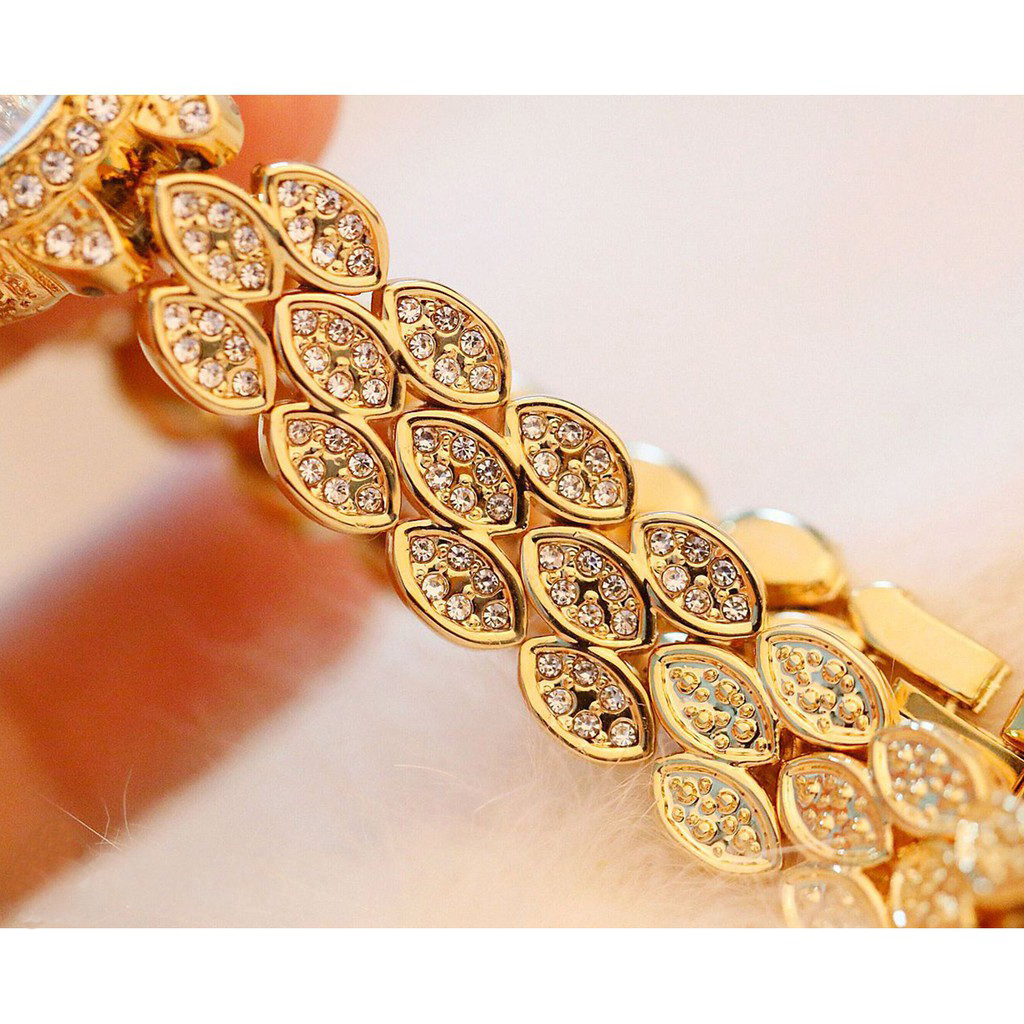 Đồng hồ thời trang nữ B1 mặt oval dây kim loại đính đá sang trọng