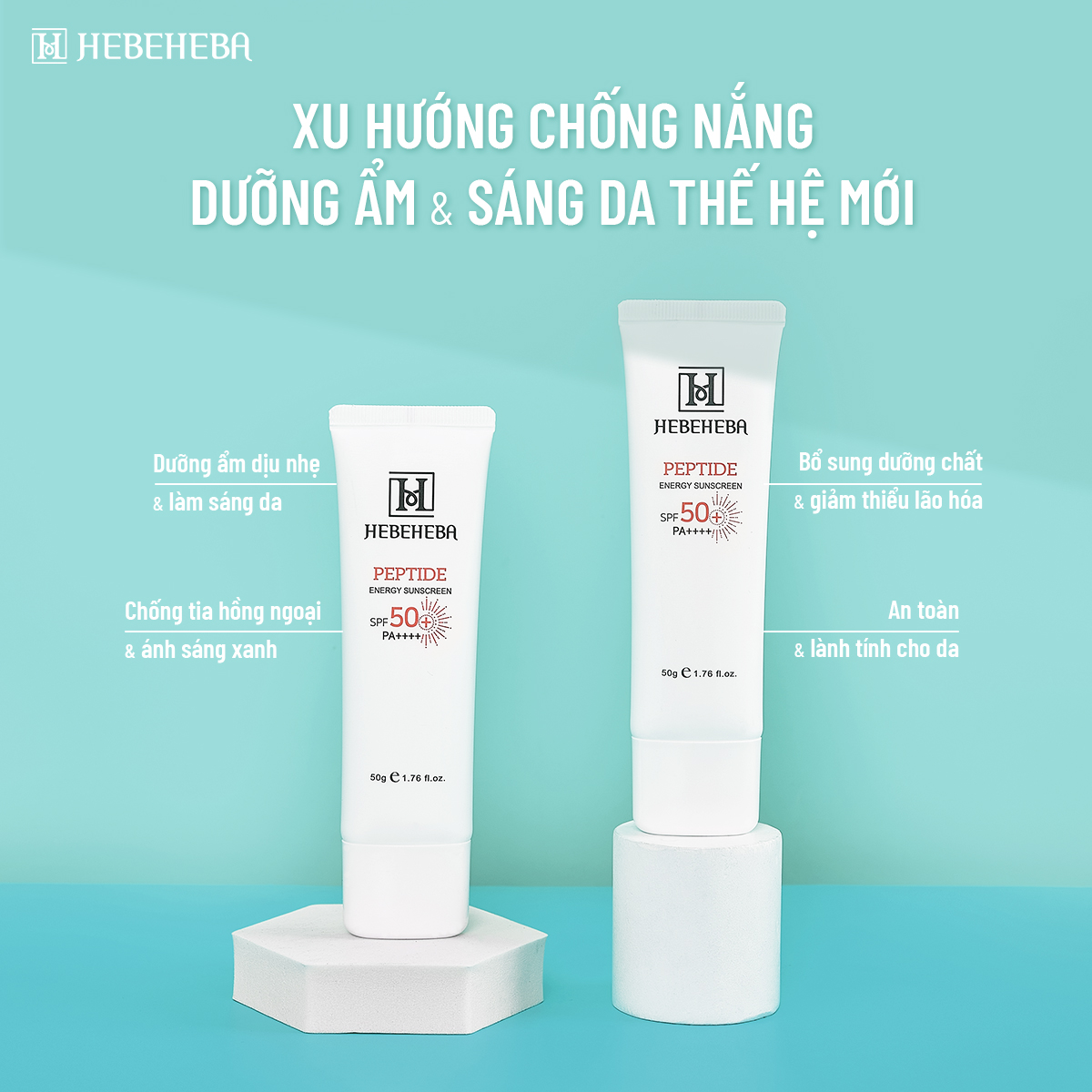 Kem Chống Nắng Dưỡng Trắng Nâng Tone HEBEHEBA PEPTIDE ENERGY SUN SCREEN