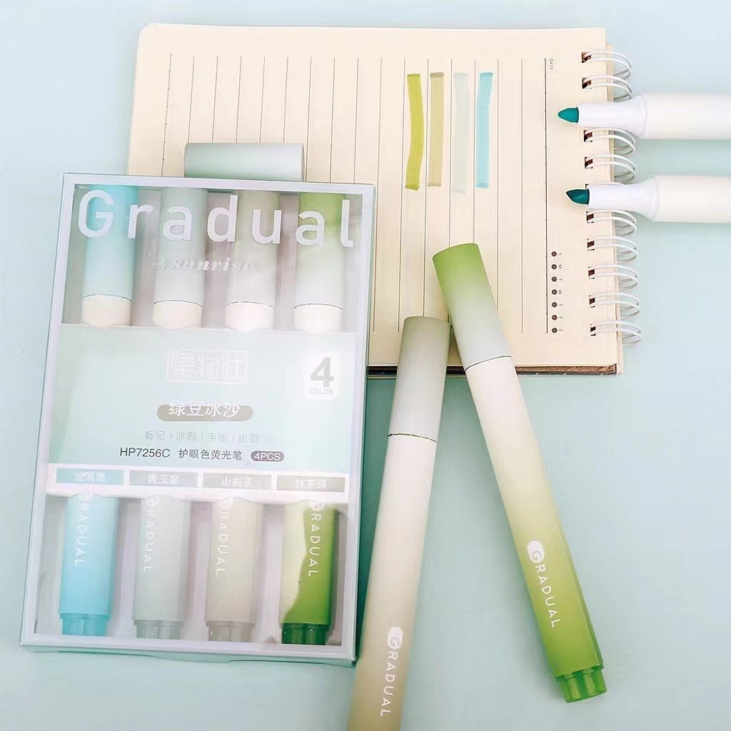 Bút Dạ Quang đánh dấu highlight 4 màu đổi tông Gradient Pastel Color Ngòi Mềm Cho Học Sinh B123