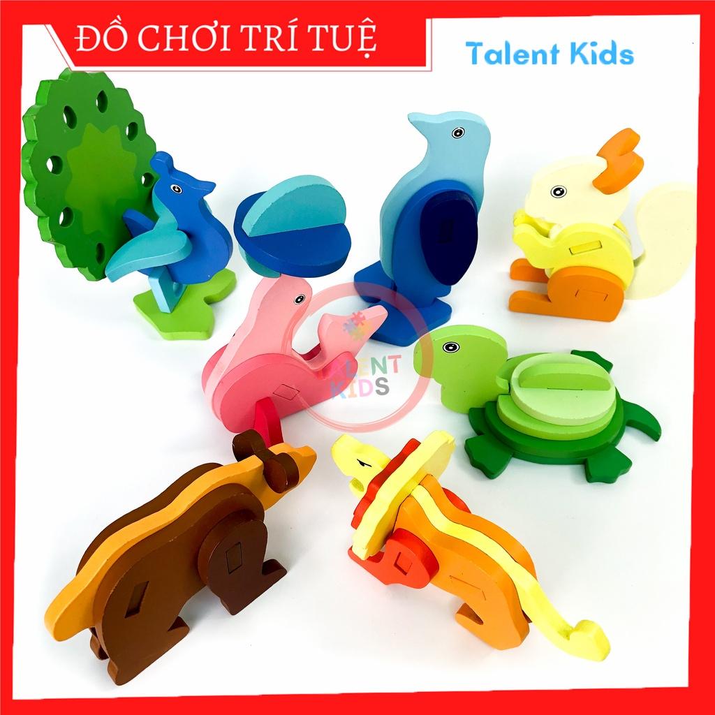 Bộ đồ chơi lắp ráp, đồ chơi ghép hình gỗ động vật 3D cho bé từ 3 đến 5 tuổi giúp phát triển trí tuệ