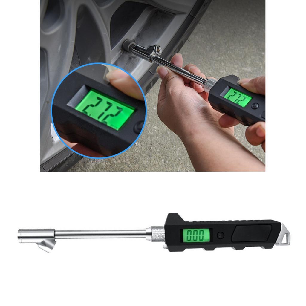 2x 0-16 Bar Dual Head Digital Tire Pressure Gauge Stainless Steel for Trucks
