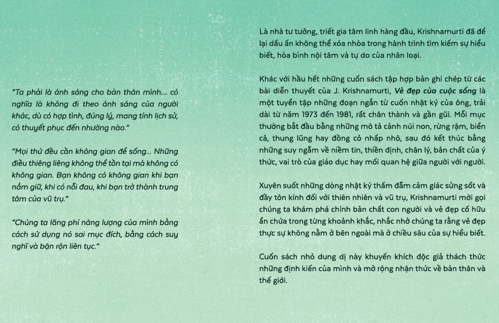 Sách - Vẻ đẹp của cuộc sống (Nhật ký của Krishnamurti) (J. Krishnamurti) (Nhã Nam Official)