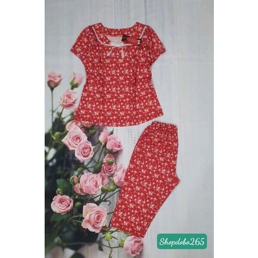 Đồ bộ nữ,đồ ngủ mặc nhà lửng vải lụa họa tiết hoa nhí dễ thương size 45-65kg.