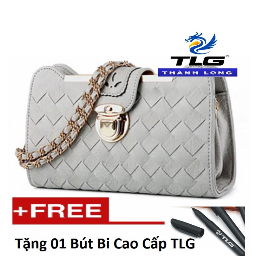 Túi  Nữ Đeo Chéo Thời Trang Đồ Da Thành Long TLG 162TU 2(xám) Tặng 01 Bút Bi Cao Cấp TLG