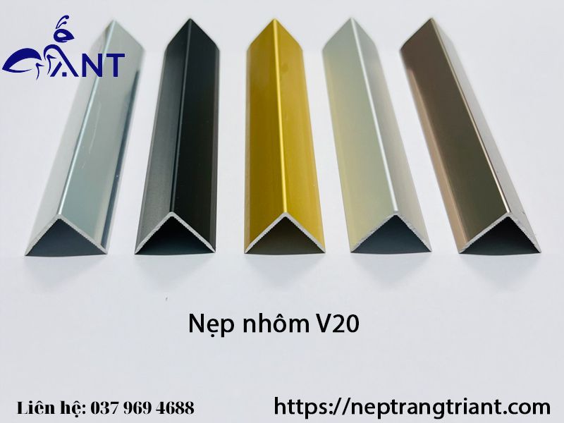 Nẹp nhôm v20, nẹp ốp góc, nẹp v 2cm, thanh dài 2m7, giá bán theo thanh, trang trí nhà cửa