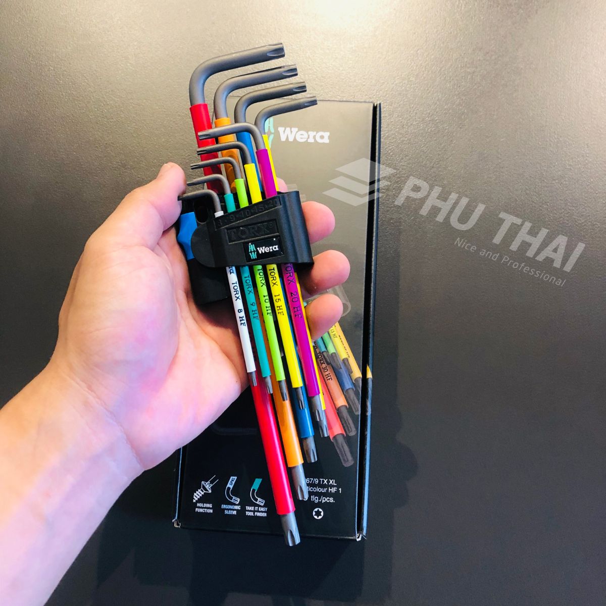 Bộ lục giác bông từ TX8 đến TX40 gồm 9 cây 9 màu cao cấp WERA 624955 9