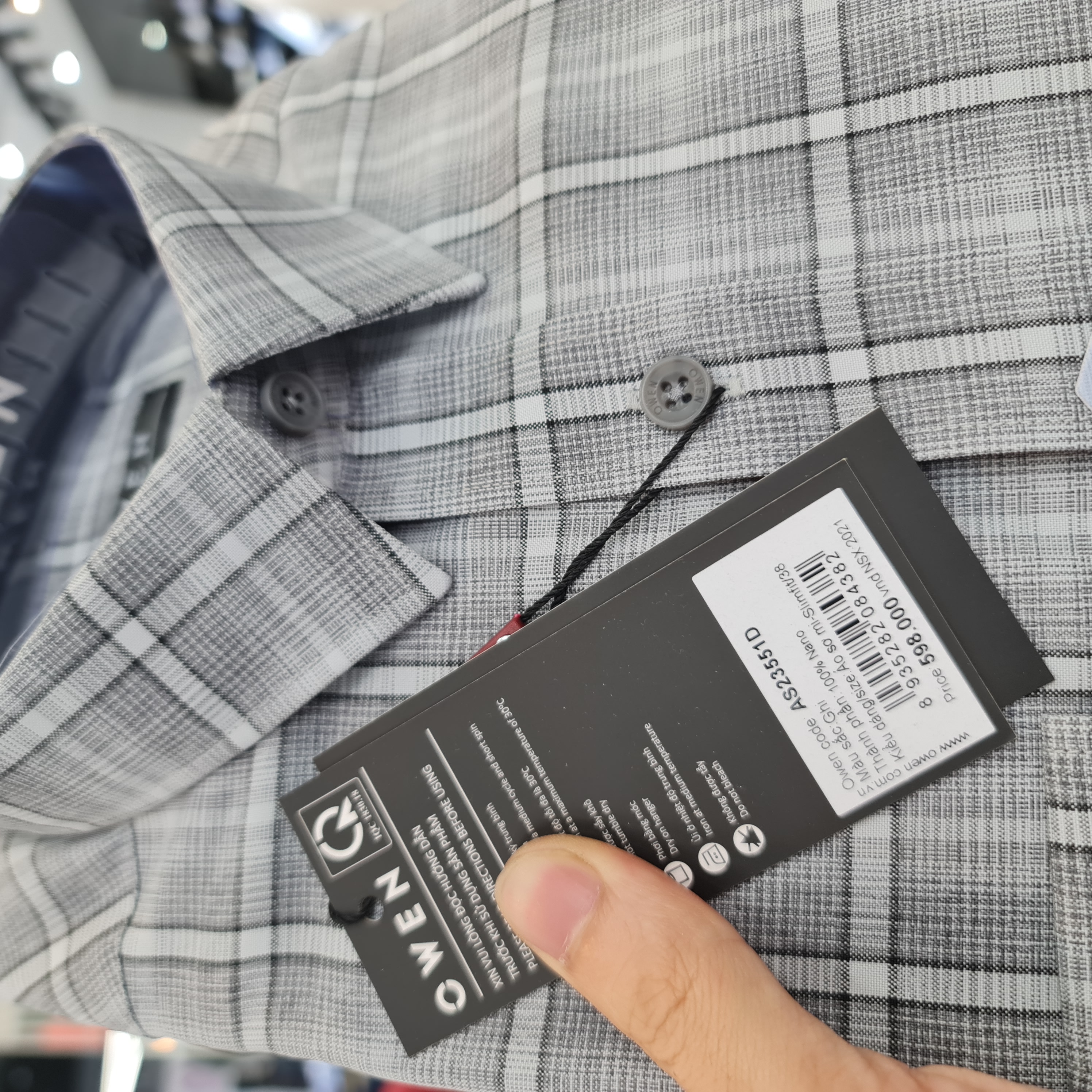 OWEN - Áo sơ mi nam dài tay dáng SLIMFIT sợi Nano - Mã AS23551D