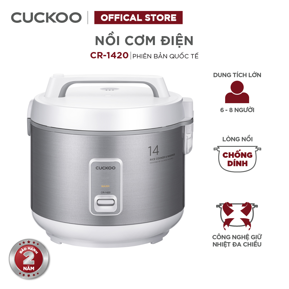 Nồi cơm điện Cuckoo 2.5 lít CR-1420/SIVNCV màu bạc - Hàng chính hãng