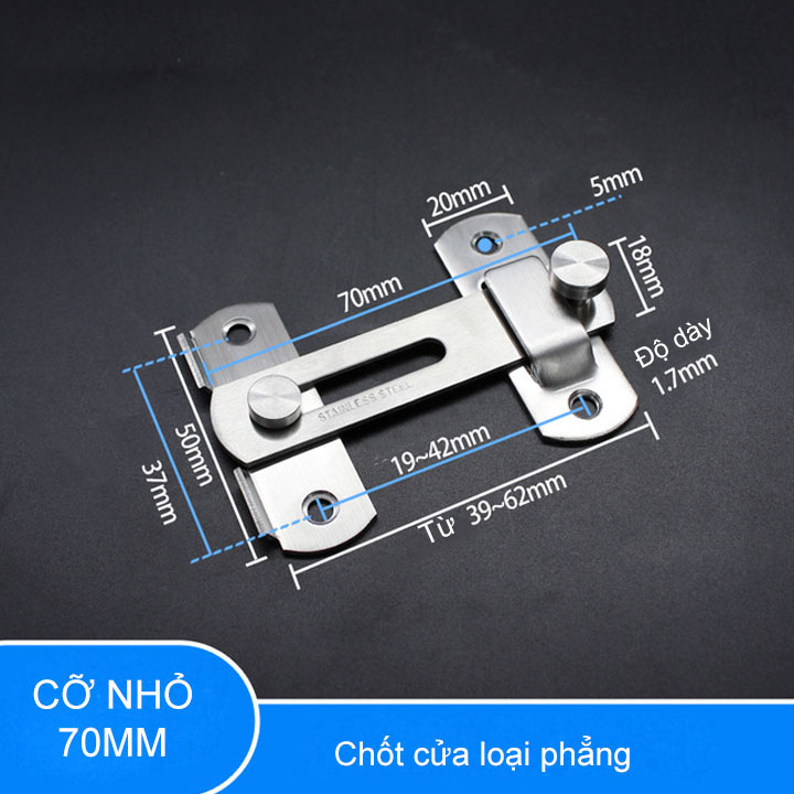 Bộ chốt cài cửa trượt, cửa lùa có then cài làm bằng inox 201 không gỉ