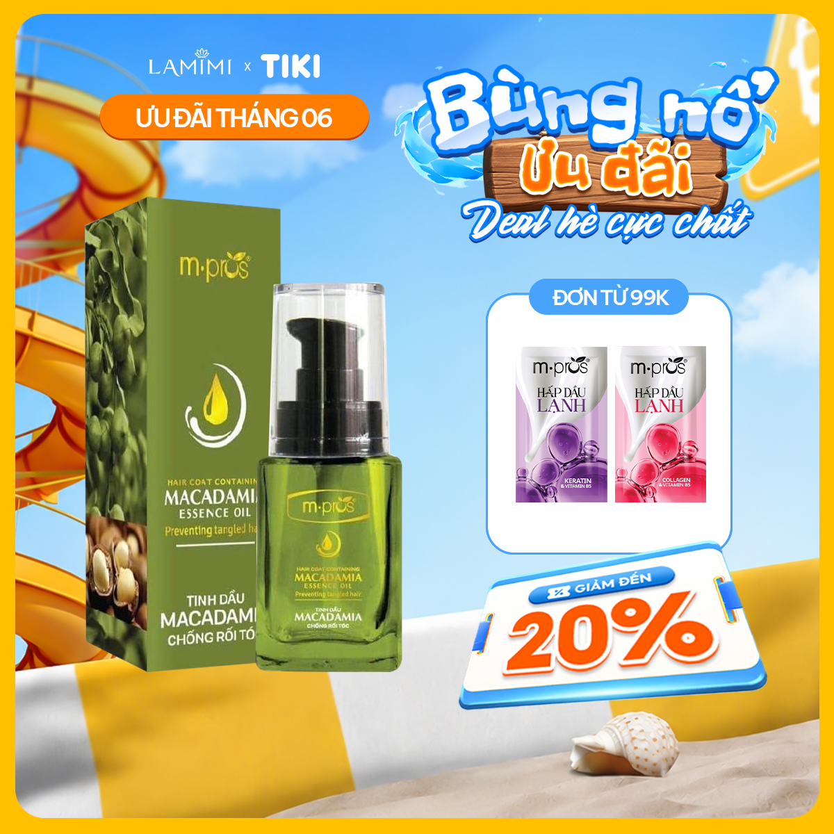 Tinh dầu Macadamia Giảm Rối Tóc M.Pros 30ml Giảm Gãy Rụng, Dưỡng Tóc Mượt, Giữ Nếp Lamimi Chính Hãng