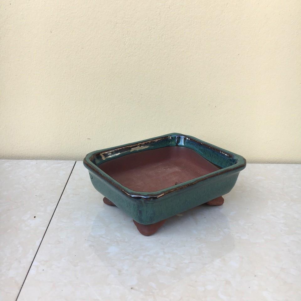 Chậu bonsai Chữ nhật bo mini men hỏa biến gốm Bát tràng 1 size BM-22