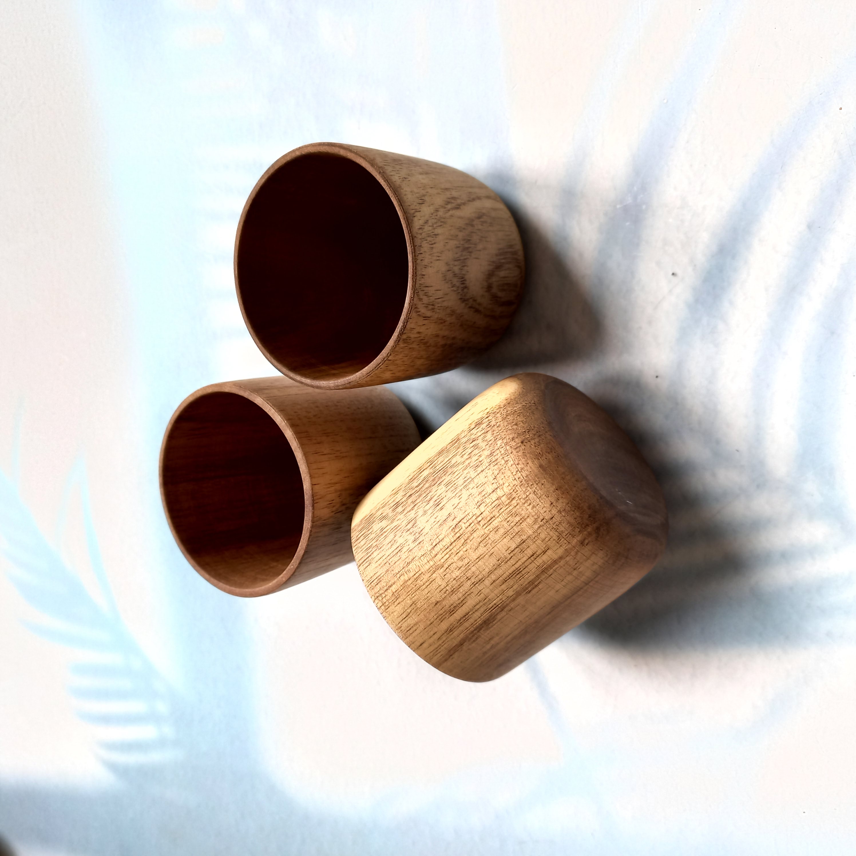 Cốc gỗ keo nhỏ xinh 6x6cm, an toàn sức khỏe uống trà uống nước decor chụp ảnh