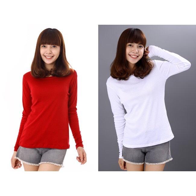 Áo Thun Dấu Quần Dài Tay Phong Cách Hàn Quốc Vải Cotton Dày Đẹp