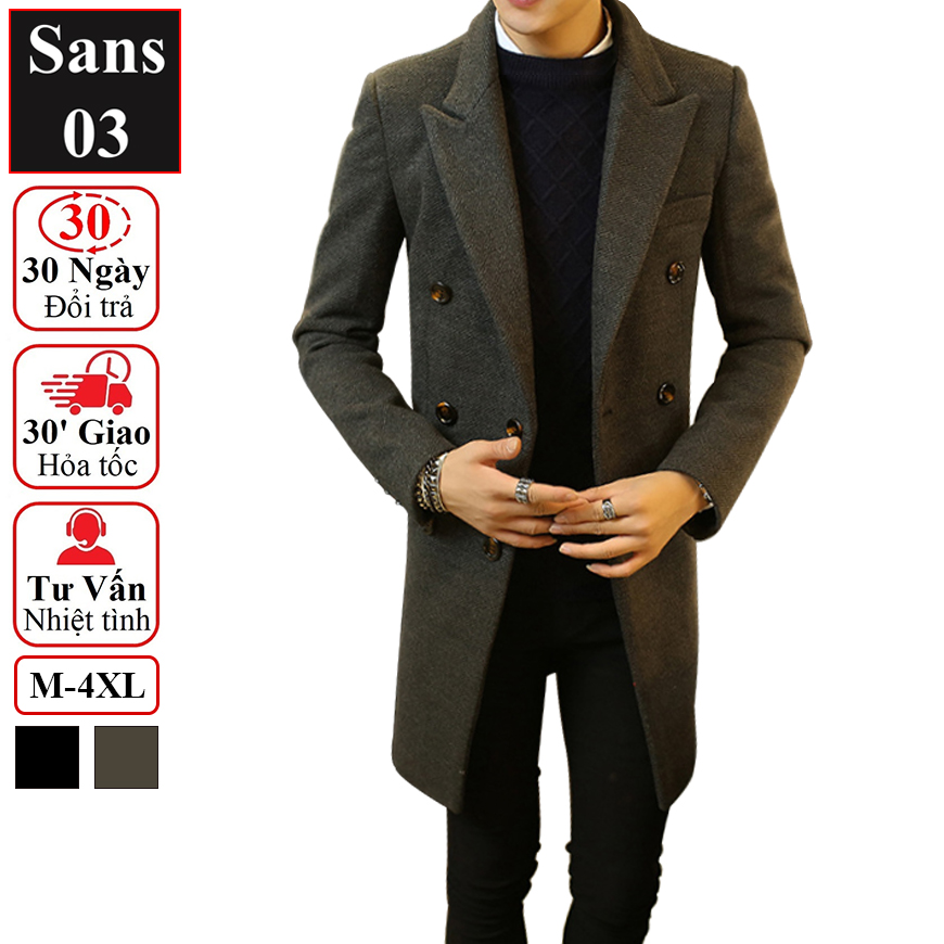 Áo Khoác Dạ Nam Áo Măng Tô Nam Siêu Cao Cấp Sans03