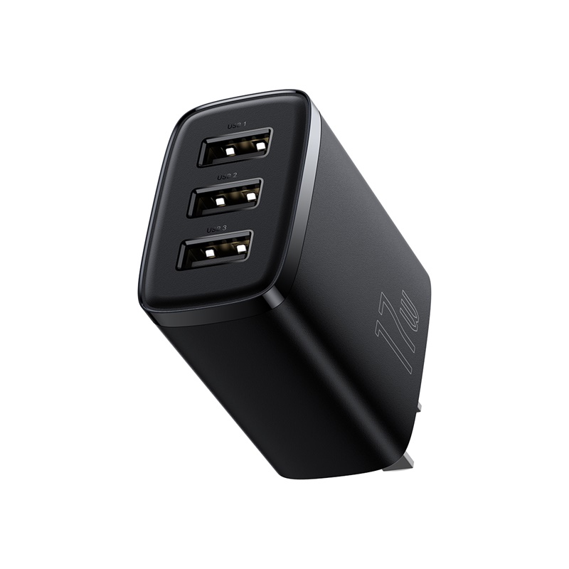 Cốc Sạc Đa Năng 3 Cổng Sạc Baseus Compact Charger 17W - Hàng chính hãng