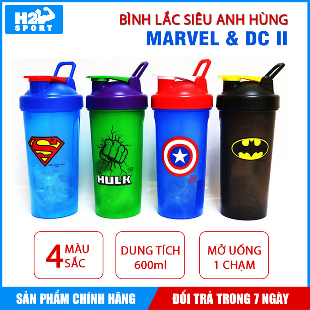 Bình Lắc thể thao tập Gym Siêu Anh Hùng 600ml