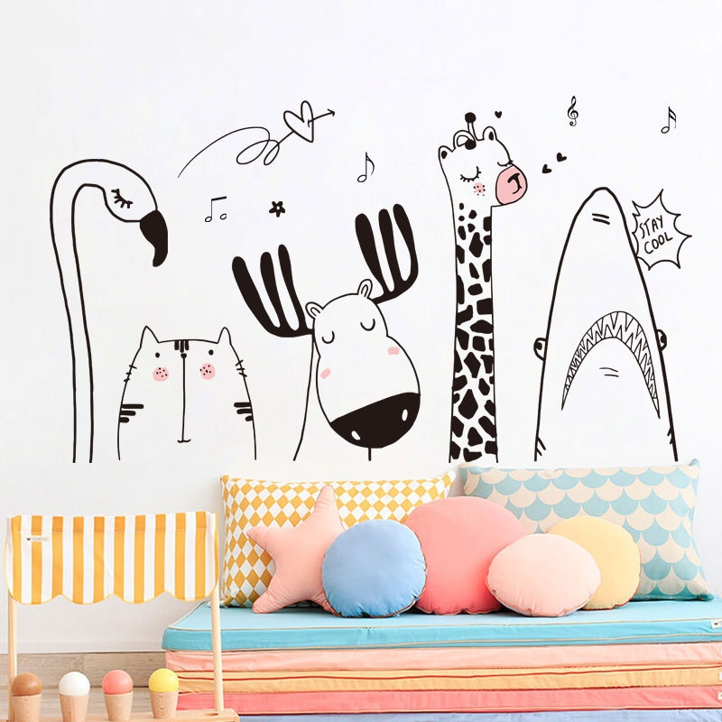 Decal dán tường vườn thú hoạt hình Trang trí phòng cho bé đẹp