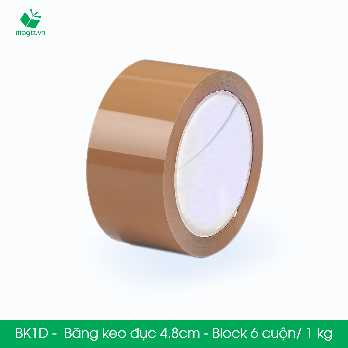 BK1D - Băng Keo Đục - 4.8cm - Block 6 cuộn/kg - Bộ 12 cuộn băng dính đục đóng thùng hộp carton