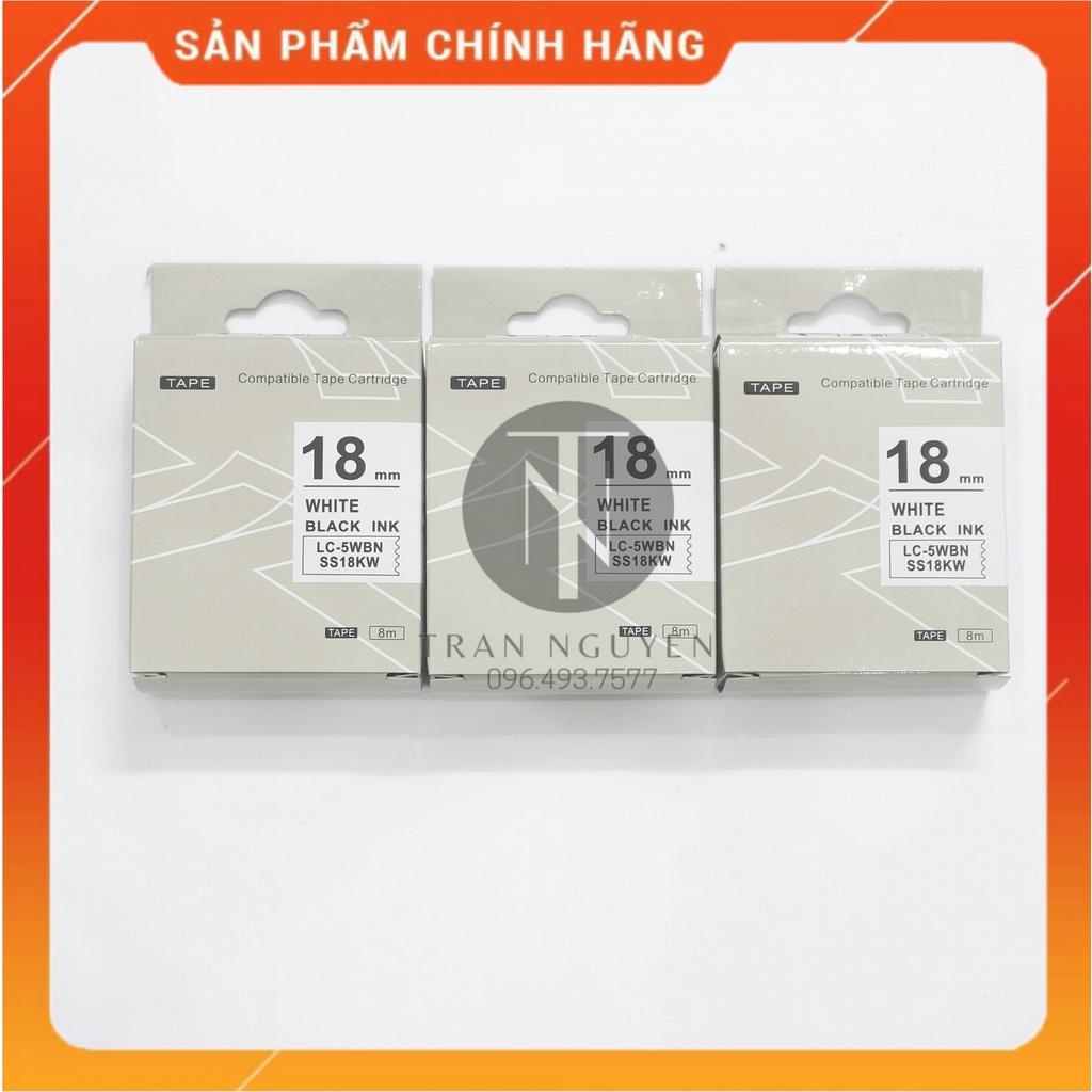 Nhãn in Tepra SS18KW (LC-18WBN) - Chữ đen nền trắng 18mm x 8m - Hàng nhập khẩu