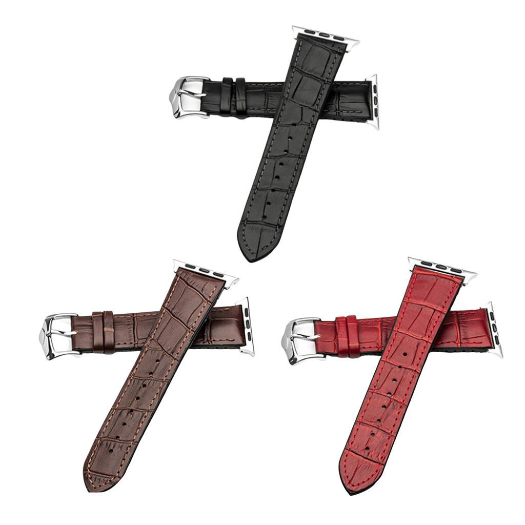 Leather Rubber Wrist Watch Strap Band Replacement Wristband 38mm Black