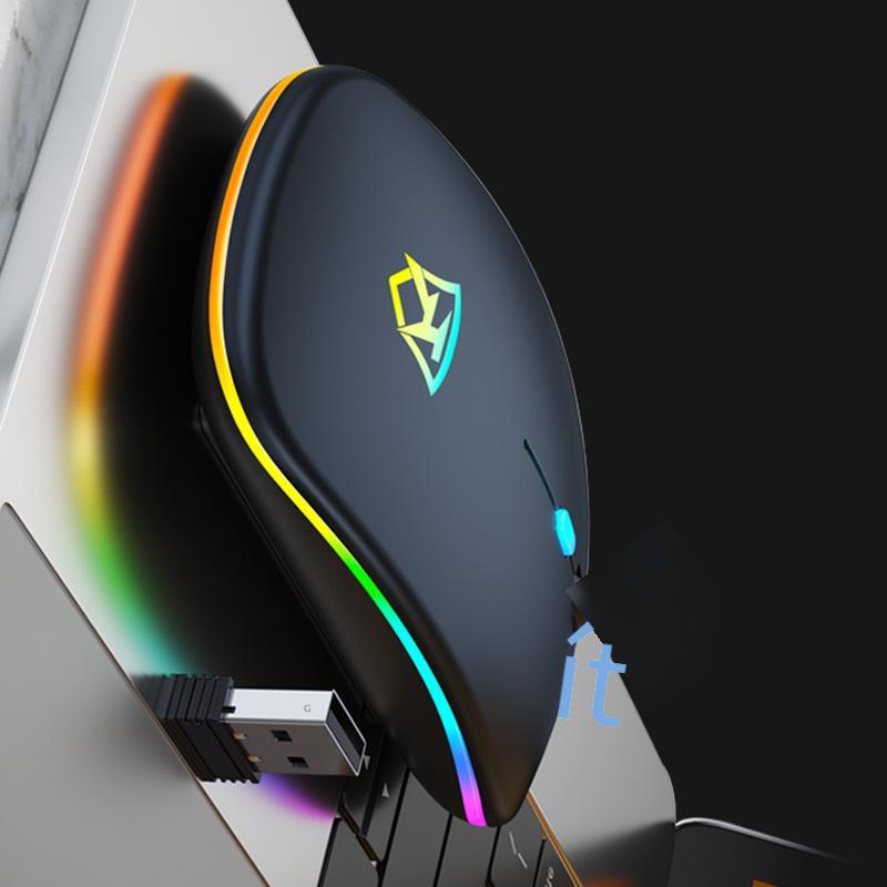 Thuận Lợi Nhất Phantom Wolf Chuột Không Dây Siêu Mỏng 2.4G Dạ Quang Tắt Tiếng Nút Im Lặng Sạc Máy Tính Đa Năng