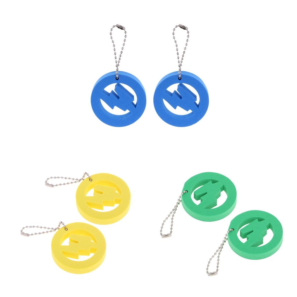 2x2 Pieces Round Buoy EVA Floating Keychain Keyring Water Key Float Blue