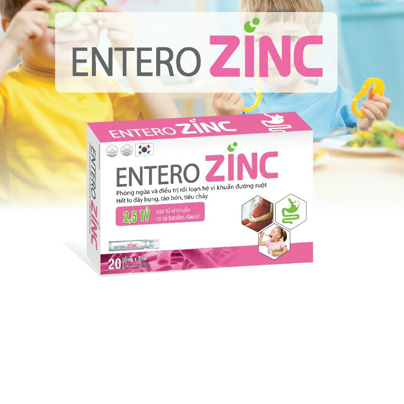 Men Vi Sinh Kết Hợp Kẽm ENTERO ZINC - Giúp Cân Bằng Hệ Vi Sinh Và Tăng Sức Đề Kháng Đường Ruột - Hết Lo Đầy Bụng, Táo Bón, Tiêu Chảy - Hộp 20 Ống