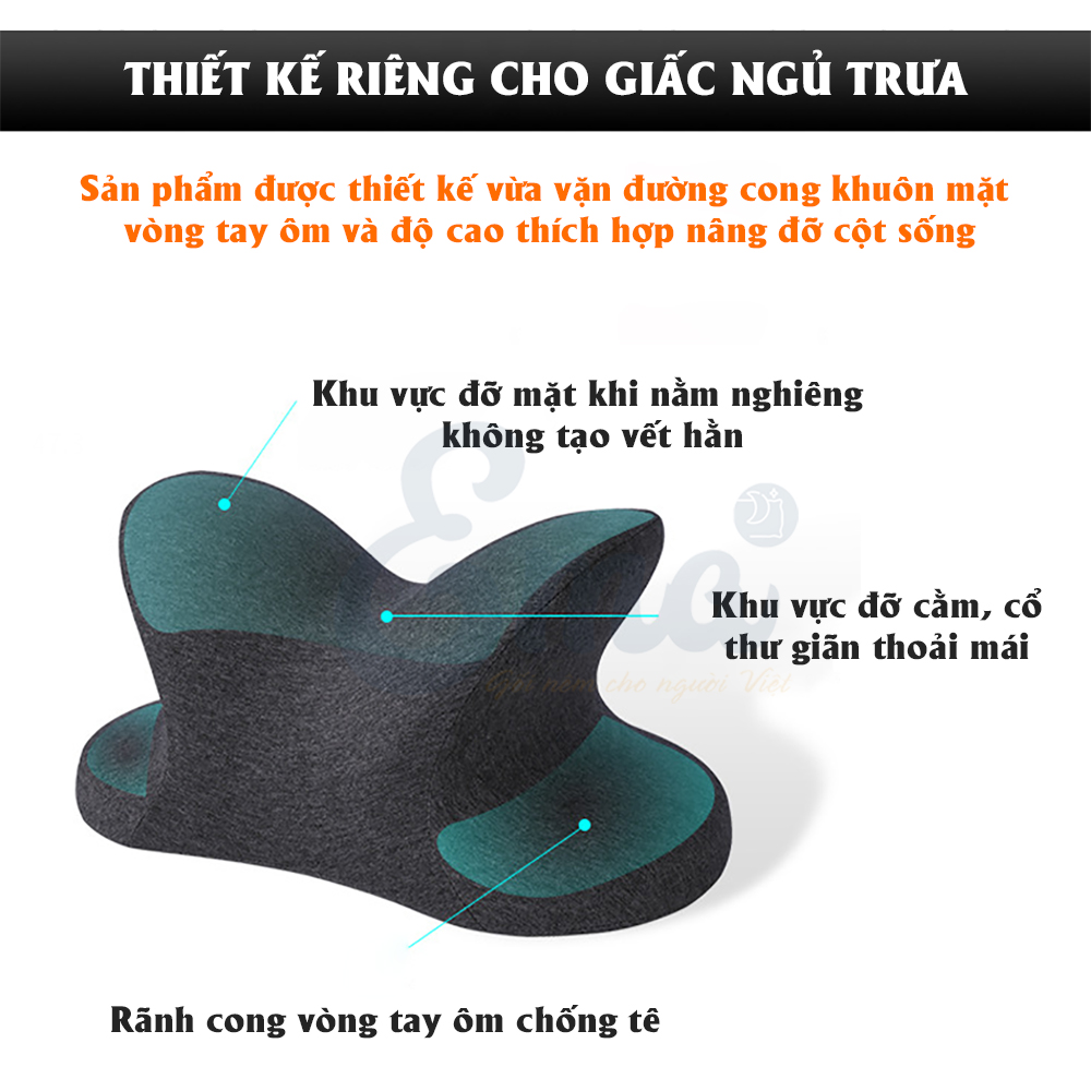 Gối ngủ trưa văn phòng Ema thế hệ thứ 3 - Không tê tay, không đau cổ, không tạo vết hằn trên mặt  - Dành cho dân văn phòng, sinh viên