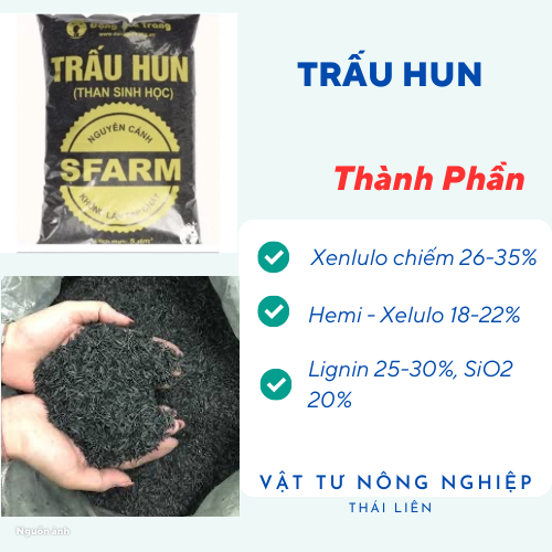 Trấu Hun Sfarm Đặng Gia Trang - Nhẹ, Sạch, Tơi Xốp, Giữ Ẩm Tốt - Key: Hạt Giống, Đất sạch, Phân Bón, Hữu Cơ, Xơ Dừa